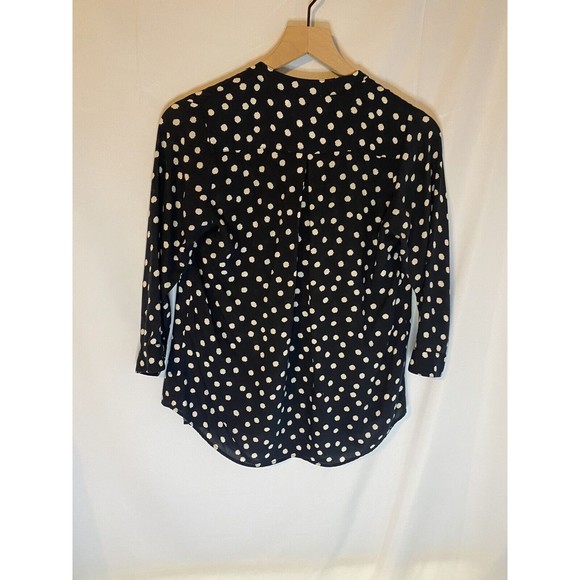 Anthropologie Maeve Polka Dot Blouse Pockets Pleats Black Size XS - Picture 2 of 3
